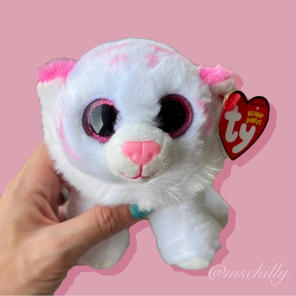 Ty Other - TY Beanie Baby Babies White Tiger Tabor Sparkle Pink Big Eyes Plush